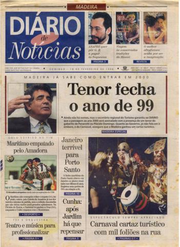 Edição do dia 18 Fevereiro 1996 da pubicação Diário de Notícias