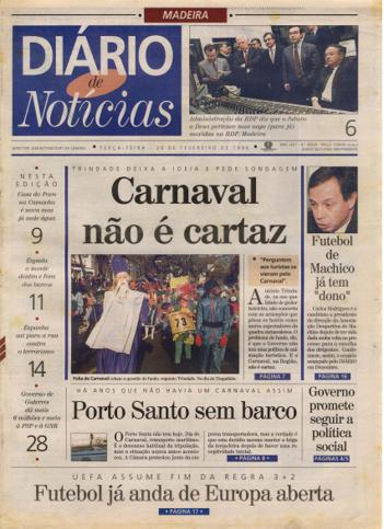 Edição do dia 20 Fevereiro 1996 da pubicação Diário de Notícias