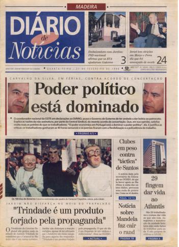 Edição do dia 21 Fevereiro 1996 da pubicação Diário de Notícias