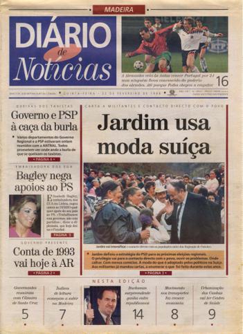 Edição do dia 22 Fevereiro 1996 da pubicação Diário de Notícias