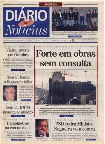 Edição do dia 29 Fevereiro 1996 da pubicação Diário de Notícias