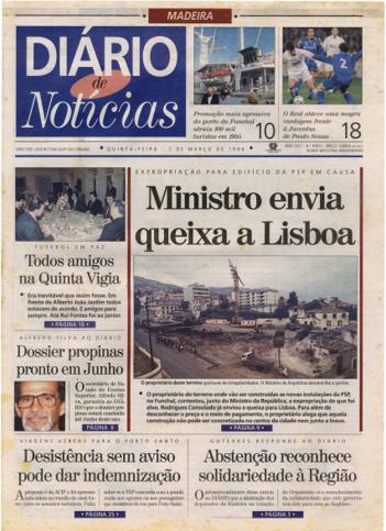 Edição do dia 7 Março 1996 da pubicação Diário de Notícias
