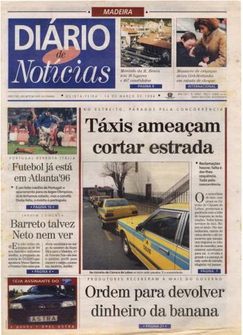 Edição do dia 14 Março 1996 da pubicação Diário de Notícias