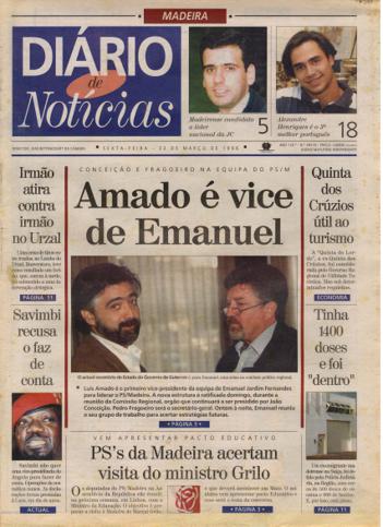 Edição do dia 22 Março 1996 da pubicação Diário de Notícias