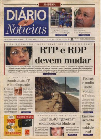 Edição do dia 25 Março 1996 da pubicação Diário de Notícias