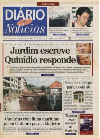 Edição do dia 3 Abril 1996 da pubicação Diário de Notícias