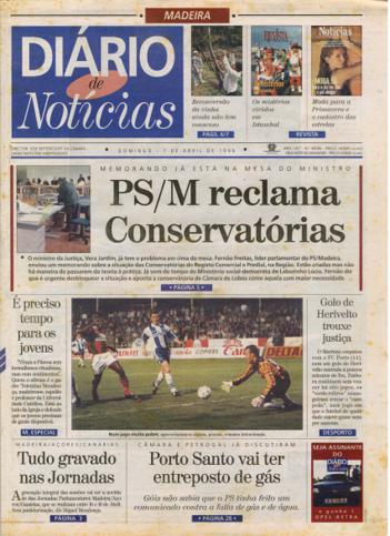 Edição do dia 7 Abril 1996 da pubicação Diário de Notícias