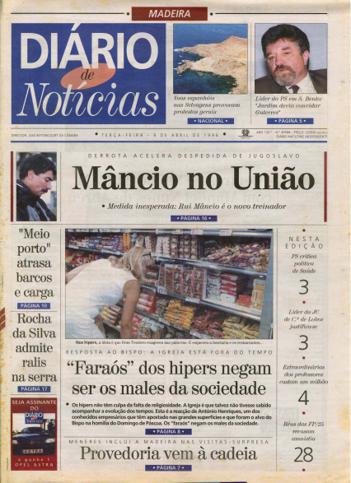 Edição do dia 9 Abril 1996 da pubicação Diário de Notícias