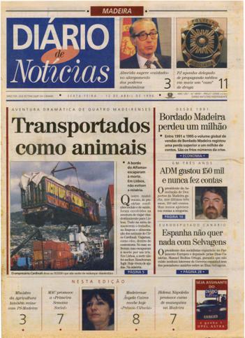 Edição do dia 12 Abril 1996 da pubicação Diário de Notícias