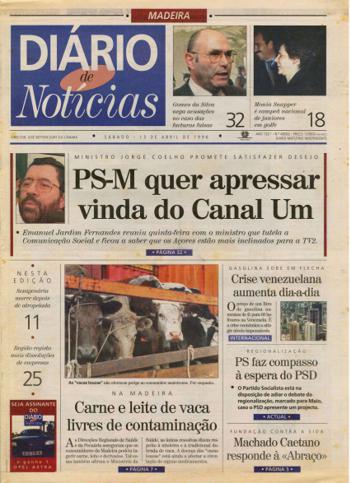 Edição do dia 13 Abril 1996 da pubicação Diário de Notícias