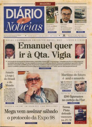 Edição do dia 14 Abril 1996 da pubicação Diário de Notícias