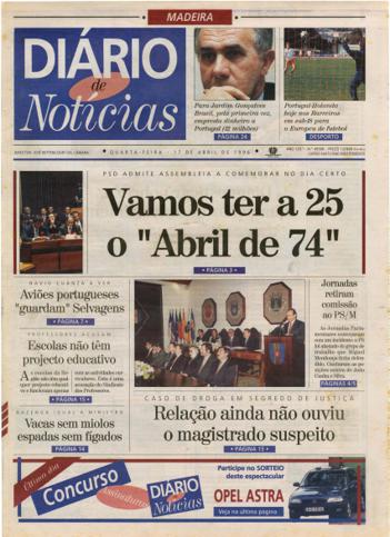 Edição do dia 17 Abril 1996 da pubicação Diário de Notícias