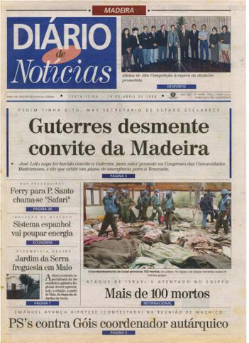 Edição do dia 19 Abril 1996 da pubicação Diário de Notícias