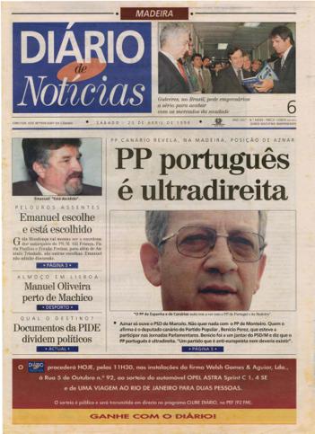 Edição do dia 20 Abril 1996 da pubicação Diário de Notícias