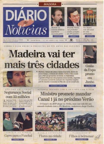 Edição do dia 21 Abril 1996 da pubicação Diário de Notícias