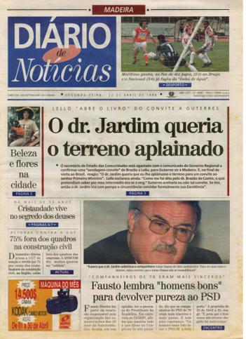 Edição do dia 22 Abril 1996 da pubicação Diário de Notícias