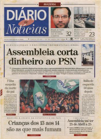 Edição do dia 23 Abril 1996 da pubicação Diário de Notícias
