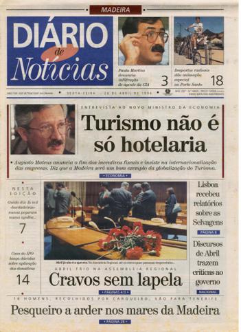 Edição do dia 26 Abril 1996 da pubicação Diário de Notícias