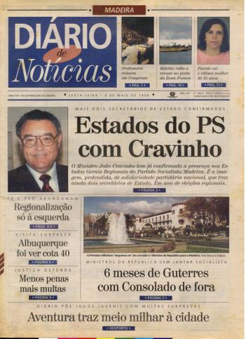 Edição do dia 3 Maio 1996 da pubicação Diário de Notícias