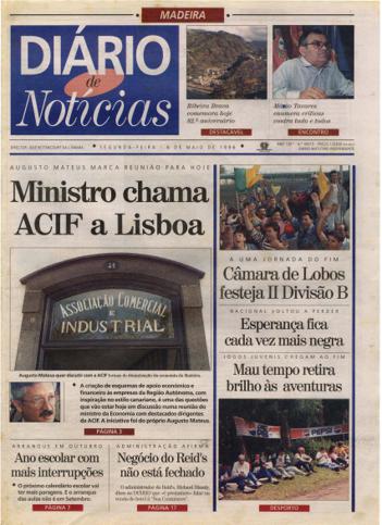 Edição do dia 6 Maio 1996 da pubicação Diário de Notícias