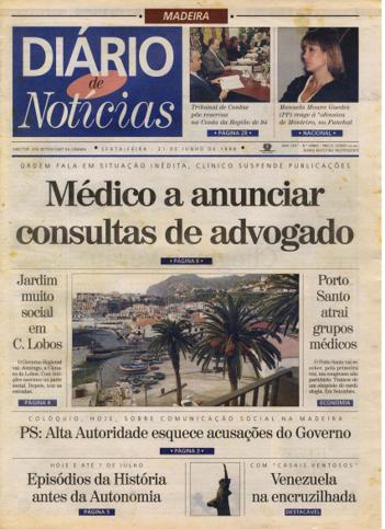 Edição do dia 21 Junho 1996 da pubicação Diário de Notícias