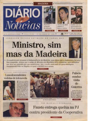 Edição do dia 25 Junho 1996 da pubicação Diário de Notícias