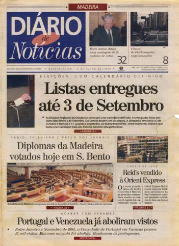 Edição do dia 4 Julho 1996 da pubicação Diário de Notícias