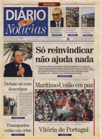 Edição do dia 21 Julho 1996 da pubicação Diário de Notícias