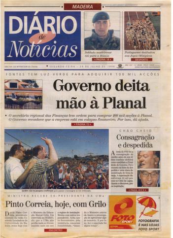 Edição do dia 29 Julho 1996 da pubicação Diário de Notícias