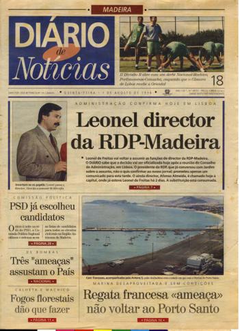 Edição do dia 1 Agosto 1996 da pubicação Diário de Notícias