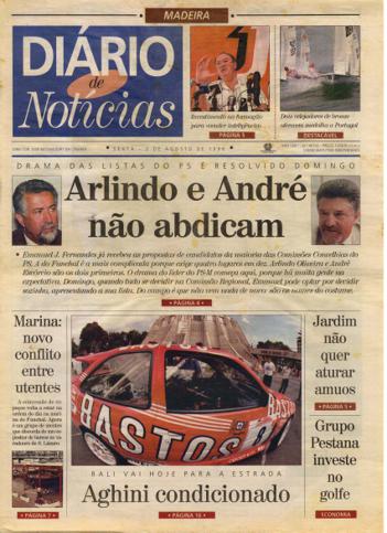 Edição do dia 2 Agosto 1996 da pubicação Diário de Notícias