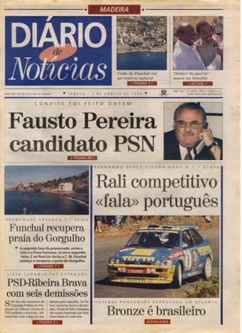 Edição do dia 3 Agosto 1996 da pubicação Diário de Notícias