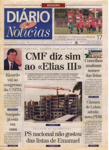 Edição do dia 8 Agosto 1996 da pubicação Diário de Notícias