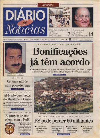 Edição do dia 14 Agosto 1996 da pubicação Diário de Notícias