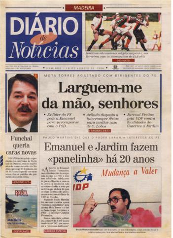 Edição do dia 18 Agosto 1996 da pubicação Diário de Notícias