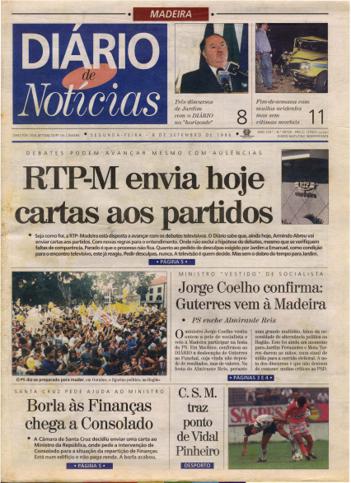 Edição do dia 9 Setembro 1996 da pubicação Diário de Notícias