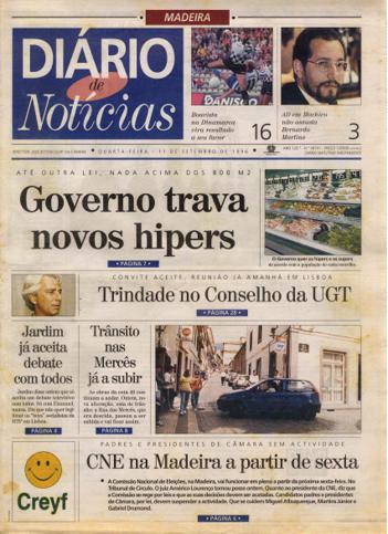 Edição do dia 11 Setembro 1996 da pubicação Diário de Notícias