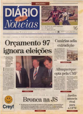 Edição do dia 12 Setembro 1996 da pubicação Diário de Notícias