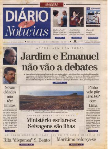Edição do dia 17 Setembro 1996 da pubicação Diário de Notícias