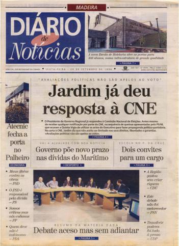 Edição do dia 20 Setembro 1996 da pubicação Diário de Notícias