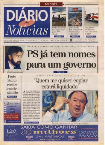 Edição do dia 22 Setembro 1996 da pubicação Diário de Notícias