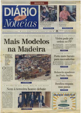 Edição do dia 27 Setembro 1996 da pubicação Diário de Notícias