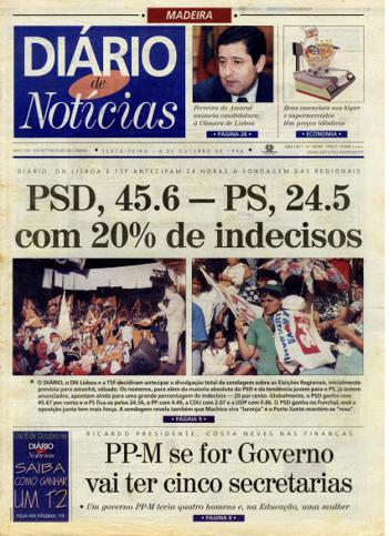 Edição do dia 4 Outubro 1996 da pubicação Diário de Notícias