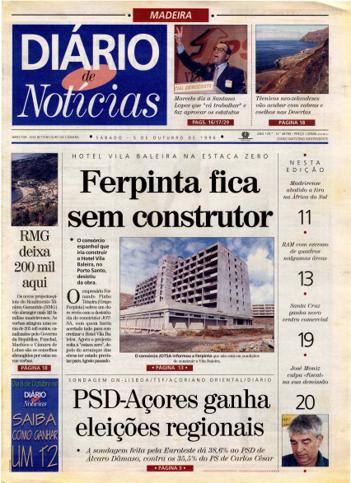 Edição do dia 5 Outubro 1996 da pubicação Diário de Notícias
