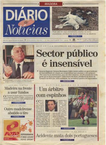 Edição do dia 7 Outubro 1996 da pubicação Diário de Notícias