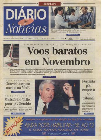 Edição do dia 9 Outubro 1996 da pubicação Diário de Notícias