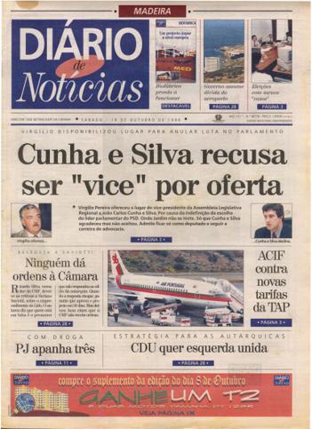 Edição do dia 19 Outubro 1996 da pubicação Diário de Notícias