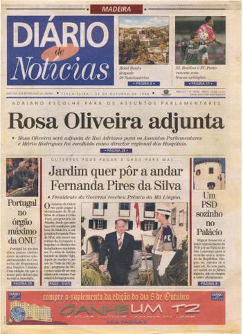 Edição do dia 22 Outubro 1996 da pubicação Diário de Notícias