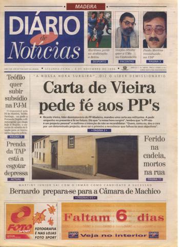 Edição do dia 4 Novembro 1996 da pubicação Diário de Notícias