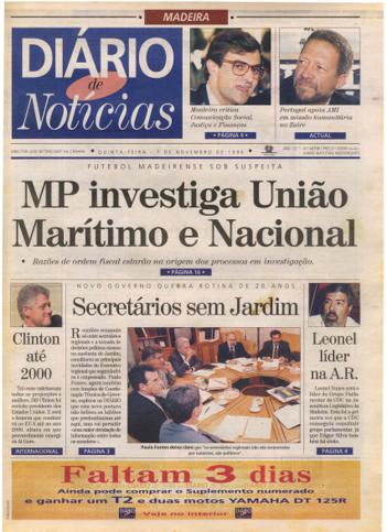 Edição do dia 7 Novembro 1996 da pubicação Diário de Notícias